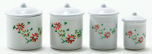 Dollhouse Miniature Canister Set, White